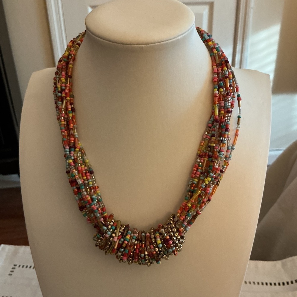 Erica Lyons Seed and Bugle Bead Multi Strand Vintage Necklace